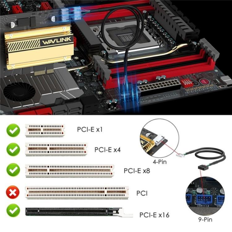 WAVLINK WN675X3-C WiFi 6E Pcie WiFi Network Card Adapter Triple Band AX210 AX5400, WN675X3-C WAVLINK WN675X3-C WiFi 6E Pcie WiFi Network Card Adapter Triple Band AX210 AX5400, WN675X3-C